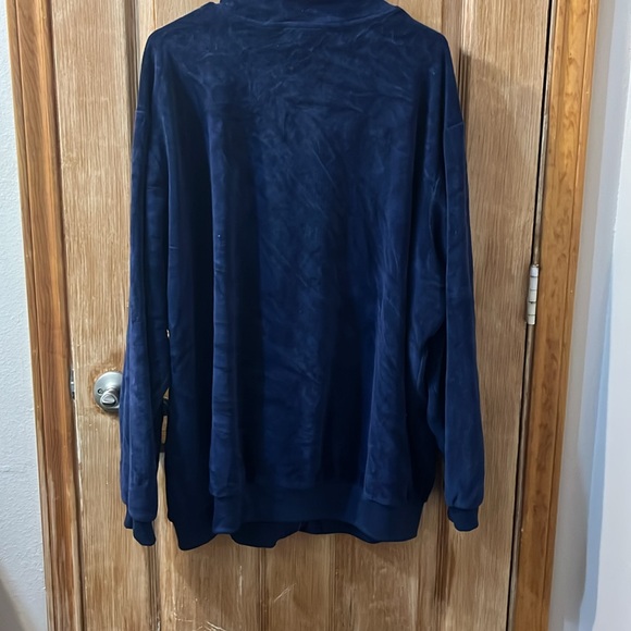 Navy Blue King Size Velvety Material Zip Up Jacket - Picture 5 of 6